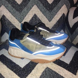 Jimmy Choo "Raine" Black/Blue/Green Chunky Sneakers